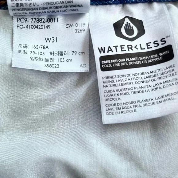 Levi’s Waterless Button Fly Raw Hem Deconstructed Denim Mini Skirt Size 31 - Picture 12 of 14